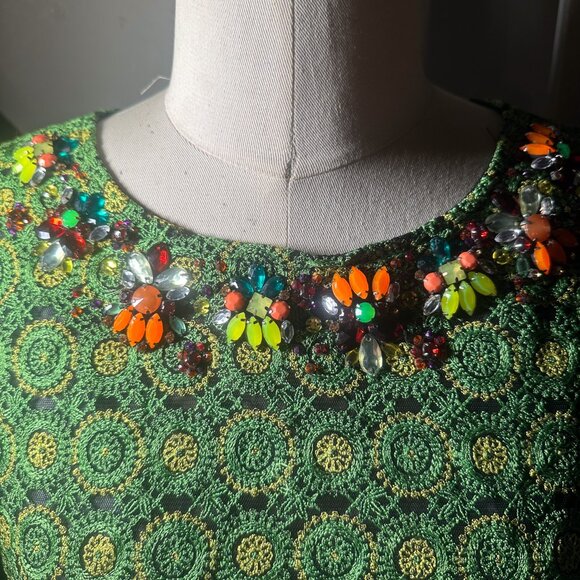 Topshop Embellished Green Lace Crop Top • Size US 8 (UK 12) - Picture 3 of 5